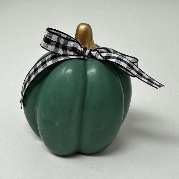 Mini Ceramic Pumpkins Set of 3 Orange Green Gray Hand Tied Bow Fall Decor Autumn - Picture 5 of 8